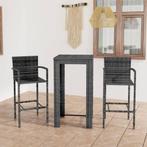 vidaXL 3-delige Tuinbarset met armleuningen poly rattan, Verzenden, Nieuw, Rotan, 3 zitplaatsen