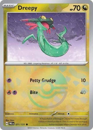 Dreepy 071/131 Pokeball Prismatic Evolutions, Hobby en Vrije tijd, Verzamelkaartspellen | Pokémon, Losse kaart, Nieuw, Foil, Ophalen of Verzenden