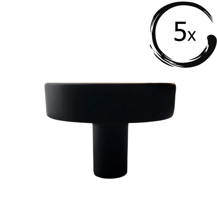 5X Deurknop Circle 40 mm Knop Rond Zwart, Huis en Inrichting, Krukjes, Nieuw, Verzenden