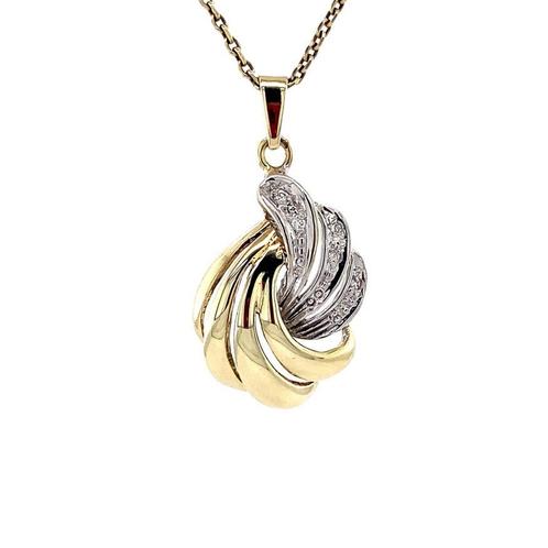 Gouden hanger met diamant 14 krt, Sieraden, Tassen en Uiterlijk, Kettinghangers, Wit, Zo goed als nieuw, Goud, Verzenden