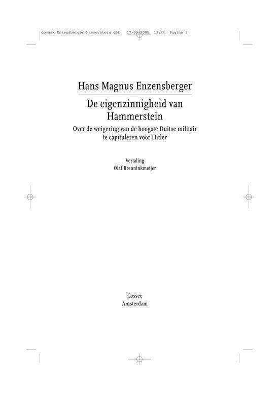 De eigenzinnigheid van Hammerstein, Boeken, Overige Boeken, Ophalen of Verzenden