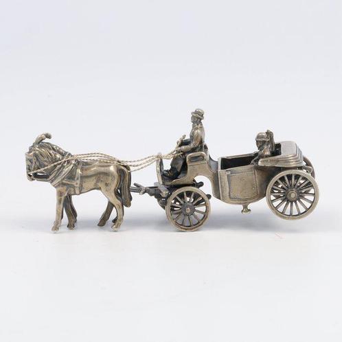 NO RESERVE Argentor - Koets - Miniatuur figuur - .835 zilver, Antiek en Kunst, Antiek | Goud en Zilver
