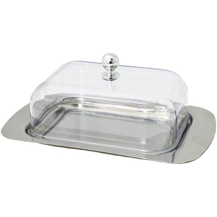 Meyerhoff RVS botervloot boterschaal met doorzichtige, Huis en Inrichting, Keuken | Keukenbenodigdheden, Ophalen of Verzenden