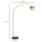 Booglamp Vloerlamp Met Vergulde Lampenkap 40W En E27 Fitting, Nieuw, Verzenden