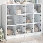 vidaXL Boekenkast met deuren 136x37x109 cm bewerkt hout wit, Huis en Inrichting, Kasten | Buffetkasten, Verzenden, Nieuw, Overige houtsoorten