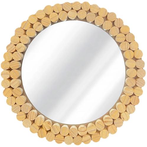 REA Ronde wandspiegel - Boho stijl - Bamboe - Ø36 cm - Na.., Doe-het-zelf en Verbouw, Sanitair, Nieuw, Ophalen of Verzenden