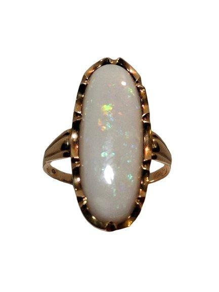 Ring - 14 karaat Geel goud Opaal, Sieraden, Tassen en Uiterlijk, Ringen
