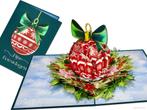 Prachtige Pop-up Kerstkaart met Versierde Kerstbal, Verzenden, Nieuw
