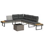 vidaXL 2-delige Loungeset met kussens poly rattan en glas, 2 zitplaatsen, Nieuw, Loungeset, Verzenden