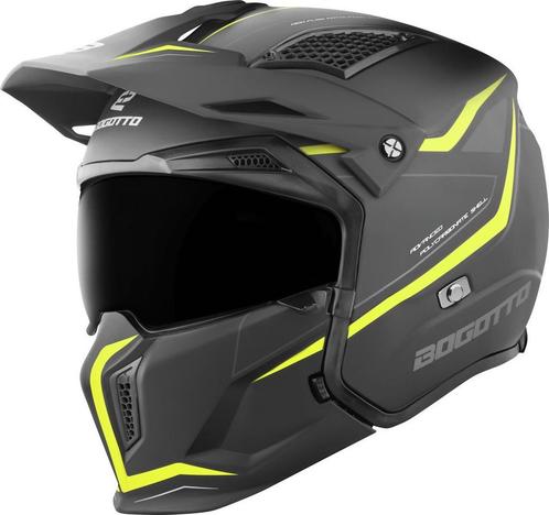 Bogotto Radic WN-ST 22.06 Zwart Geel Jethelm, Motoren, Kleding | Motorhelmen, Jethelm, Heren, XXL, Nieuw met kaartje, Overige merken