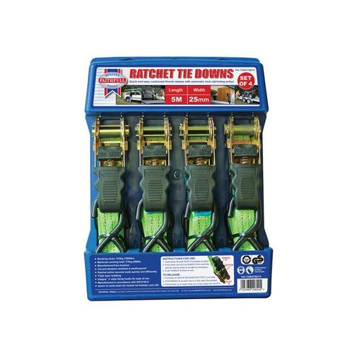 4-delig ratel-spanbanden set Faithfull (Handgereedschap), Doe-het-zelf en Verbouw, Gereedschap | Handgereedschap, Nieuw, Verzenden