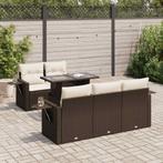 vidaXL 6-delige Loungeset met kussens poly rattan bruin, Tuin en Terras, Verzenden, Nieuw, Rotan, Loungeset