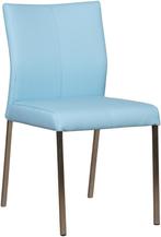 Lichtblauwe leren moderne eetkamerstoel - poot vierkant rvs, Huis en Inrichting, Stoelen, Overige kleuren, Nieuw, Leer, Ophalen of Verzenden