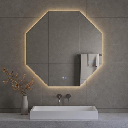 Octagon Spiegel incl. Verwarming en LED Verlichting Best, Doe-het-zelf en Verbouw, Sanitair, Bad, Nieuw, Ophalen of Verzenden
