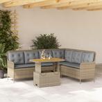 vidaXL 2-delige Loungeset met kussens poly rattan beige, Tuin en Terras, Tuinsets en Loungesets, Verzenden, Nieuw, Rotan, Loungeset