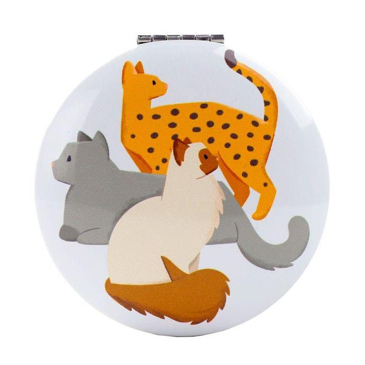 Spiegeltje Make-Up Compact Klep - Feline Fine Cats - Beige -, Huis en Inrichting, Woonaccessoires | Spiegels, Nieuw, Ophalen of Verzenden