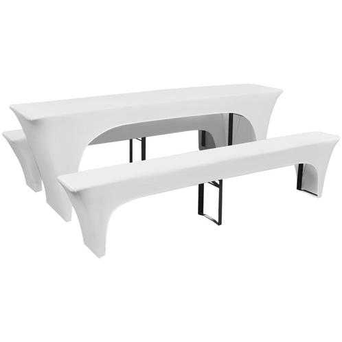 vidaXL Hoezen voor biertafel en banken stretch wit 3 stuks, Tuin en Terras, Tuinmeubel-accessoires, Nieuw, Verzenden