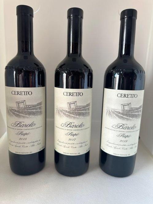 2015 , 2017 & 2018 Ceretto, Prapó - Barolo DOCG - 3 Flessen, Verzamelen, Wijnen