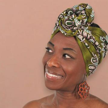 Afrikaanse Groene flower hoofddoek - headwrap beschikbaar voor biedingen