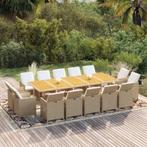 vidaXL 15-delige Tuinset met kussens poly rattan beige, Verzenden, Nieuw, Rotan, Tuinset