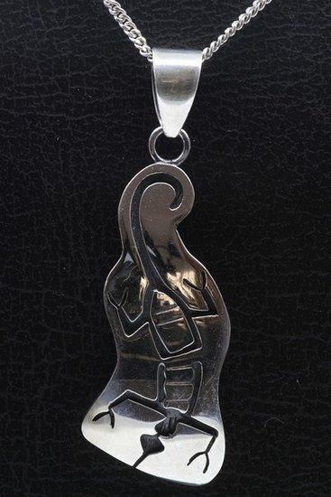 Zilveren Indiaan Hagedis vrije vorm hopi style ketting ha..., Sieraden, Tassen en Uiterlijk, Kettinghangers, Verzenden