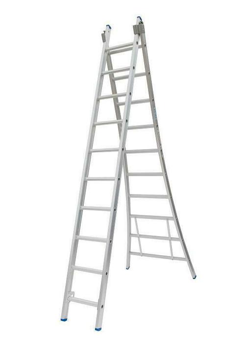 SOLIDE|2-DELIGE LADDER|2 x 10 SPORTEN, Doe-het-zelf en Verbouw, Ladders en Trappen, Ladder, Nieuw, Opvouwbaar of Inschuifbaar