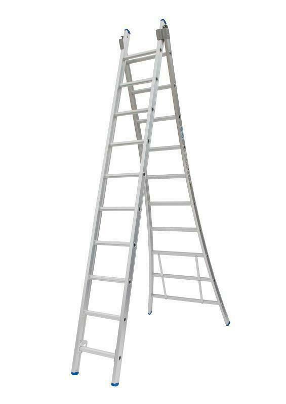 SOLIDE | 2-DELIGE LADDER | 2 x 10 SPORTEN | 802210, Doe-het-zelf en Verbouw, Ladders en Trappen, 4 meter of meer, Opvouwbaar of Inschuifbaar
