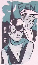 Twee personen met kerk en maan in zwart en blauw (Lithos), Antiek en Kunst, Kunst | Litho's en Zeefdrukken, Verzenden