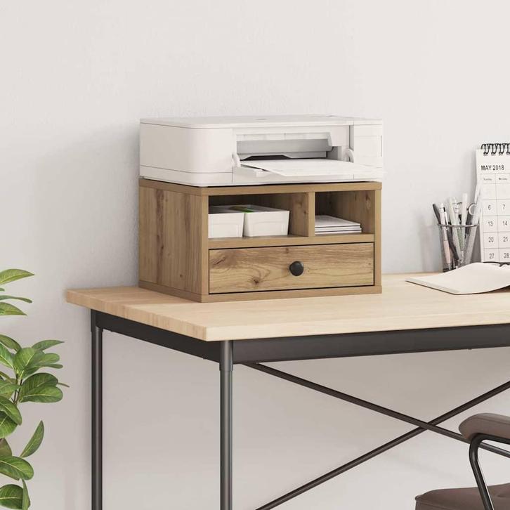 vidaXL Printerstand Artisan Eiken 40 x 32 x 24 cm Bewerkt, Computers en Software, Printers, Nieuw, Verzenden