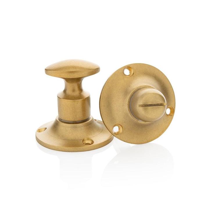 WC draaiknop messing getrommeld op rond rozet, Doe-het-zelf en Verbouw, Hang- en Sluitwerk, Slot, Nieuw, Koper of Messing, Ophalen of Verzenden