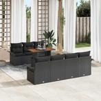 vidaXL 8-delige tuinsofa set met kussens van zwart poly riet, Verzenden, Nieuw, Rotan
