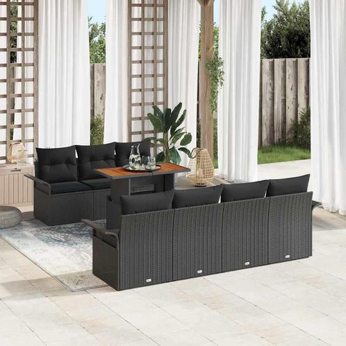 vidaXL Tuin Sofa Set met kussen 8 pcs Zwart 100 x 55 x 73 cm, Tuin en Terras, Tuinsets en Loungesets, Nieuw, Rotan, Verzenden