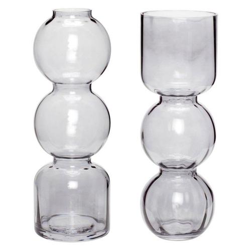 Hübsch - Lotte Knudsen - Vaas (2) - Cirkel vazen grijs (set, Antiek en Kunst, Kunst | Designobjecten