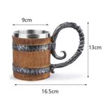 Viking Biermok Houten Vat Stijl RVS Dubbelwandige Mok, Verzenden, Nieuw