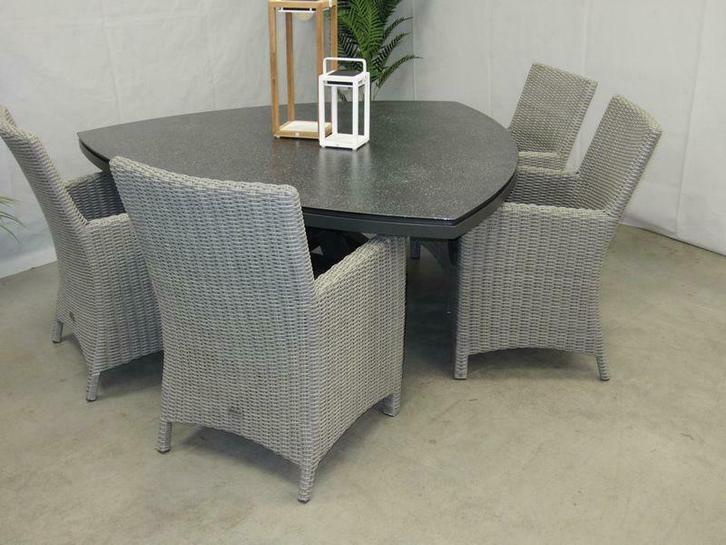 Te velde  tuinset amy + Mojito driehoek tuintafel, Tuin en Terras, Tuinsets en Loungesets, Eettafel, Stoel, 6 zitplaatsen, Nieuw