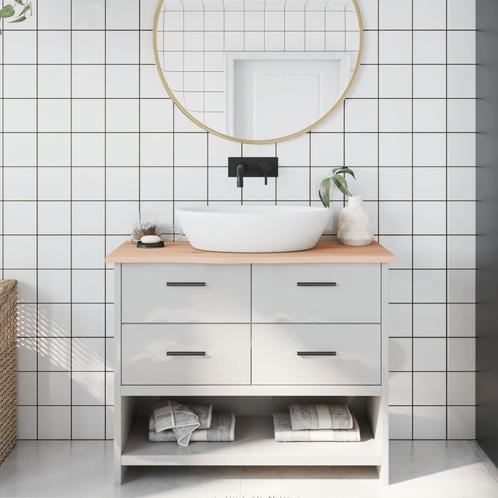 vidaXL Wastafelblad 100x40x2 cm onbehandeld massief hout, Huis en Inrichting, Keuken | Keukenelementen, Bruin, Nieuw, Verzenden