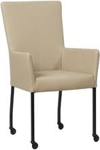 Direct meenemen | Taupe leren eetkamerstoel | taupe leer | N, Huis en Inrichting, Stoelen, Overige kleuren, Nieuw, Leer, Ophalen of Verzenden