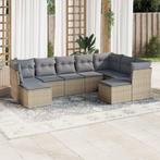 vidaXL 9-delige Loungeset met kussens poly rattan beige, Verzenden, Nieuw, Rotan, Loungeset