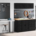 vidaXL Garagekasten 2 st spaanplaat zwart, Verzenden, Nieuw