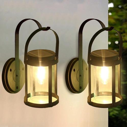 2x Solar wandlamp Venice - Led filament - Op zonne-energie, Tuin en Terras, Buitenverlichting, Led, Licht-donker-sensor, Zonne-energie