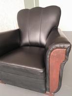 Fauteuil ArtDeco ClubStyle leer zwart lounge ARMCHAIR antiek, Ophalen of Verzenden