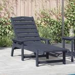 vidaXL Ligstoel met kussen Marineblauw 73.5 x 92 x 90cm HDPE, Tuin en Terras, Tuinstoelen, Verzenden, Nieuw