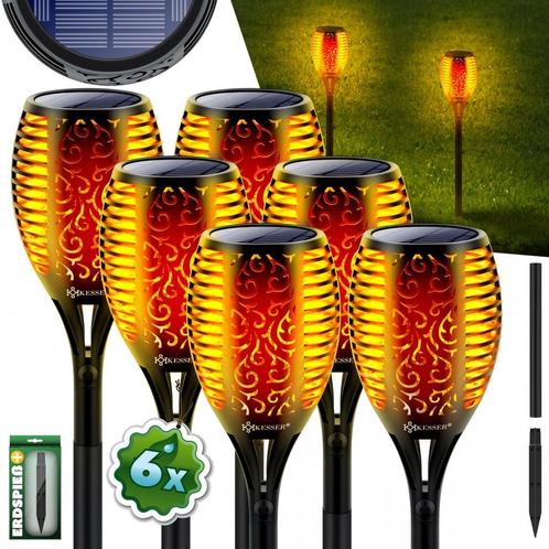 KESSER® 6 Solar Tuinfakkels - Tuinverlichting - Sensor - Zwa, Huis en Inrichting, Lampen | Overige, Nieuw, Verzenden
