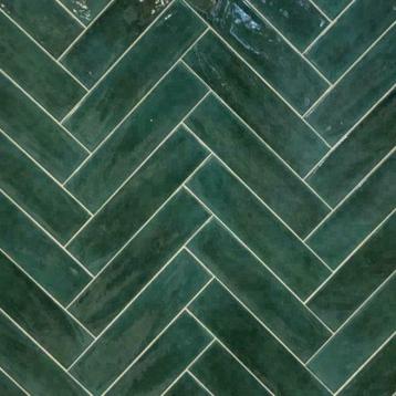 Wandtegels groen 7,5x30 handvormtegels Cifre opal tegels