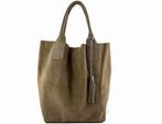 Lederen Suede dames schouder tas - extra binnen tasje -, Nieuw