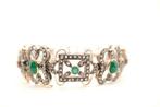 Armband - 9 kt. Geel goud, Zilver Smaragd - Diamanten, Sieraden, Tassen en Uiterlijk, Armbanden, Nieuw