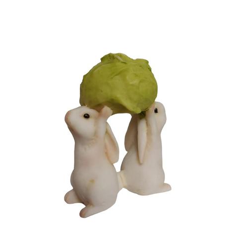 Two Bunnies with Cabbage - The Fiddlehead Fairy Garden, Verzamelen, Beelden en Beeldjes, Nieuw, Ophalen of Verzenden