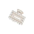 Haarspeld Haarklem 4cm – Recht – Parel – Metaal – Zilver, Nieuw