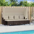 vidaXL 5-delige Loungeset met kussens poly rattan bruin, Tuin en Terras, Tuinsets en Loungesets, Verzenden, Nieuw, Rotan, Loungeset