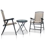 vidaXL 3-delige Bistroset staal taupe, Tuin en Terras, Tuinsets en Loungesets, Verzenden, Nieuw, Rvs